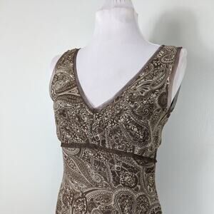 Vintage Y2K Old Navy Midi Dress 6 Brown Mesh Empire Babydoll Sleeveless Grunge